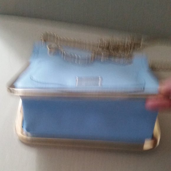Studio F powder blue crossbody bag with gold hardware EUC - Picture 7 of 7